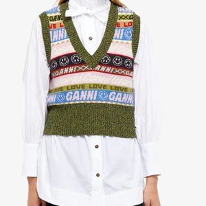 NWT Ganni Discontinued Smiley Multi Colour Sweater Vest